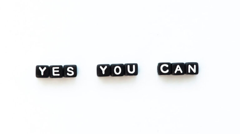 Yes you can motivational quote in black letters on white background. Inspiration concept